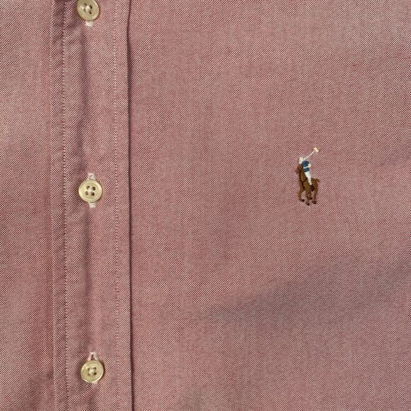 Vintage Ralph Lauren Shirt Men 16.5 Red Button Down Classic Fit Long Sleeve 90s - Picture 5 of 11